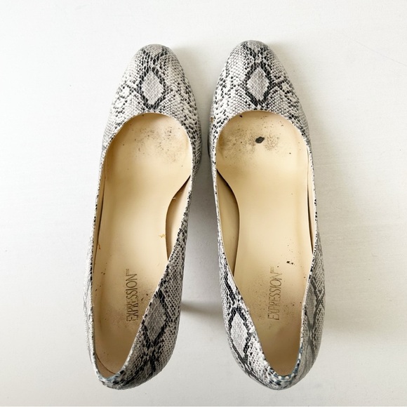 Expression Grey Snakeskin Patterned High Heels Leather Pumps Size 8 - Picture 8 of 16